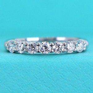 19878 Tiffany & Co. Forever 0.57ct Platinum 7 Round Diamond 3mm Wedding Band 5